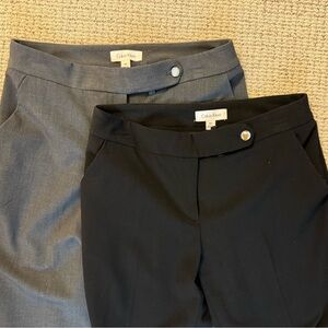 Gray and black Calvin Klein slacks (both pairs). Straight leg, size 4P